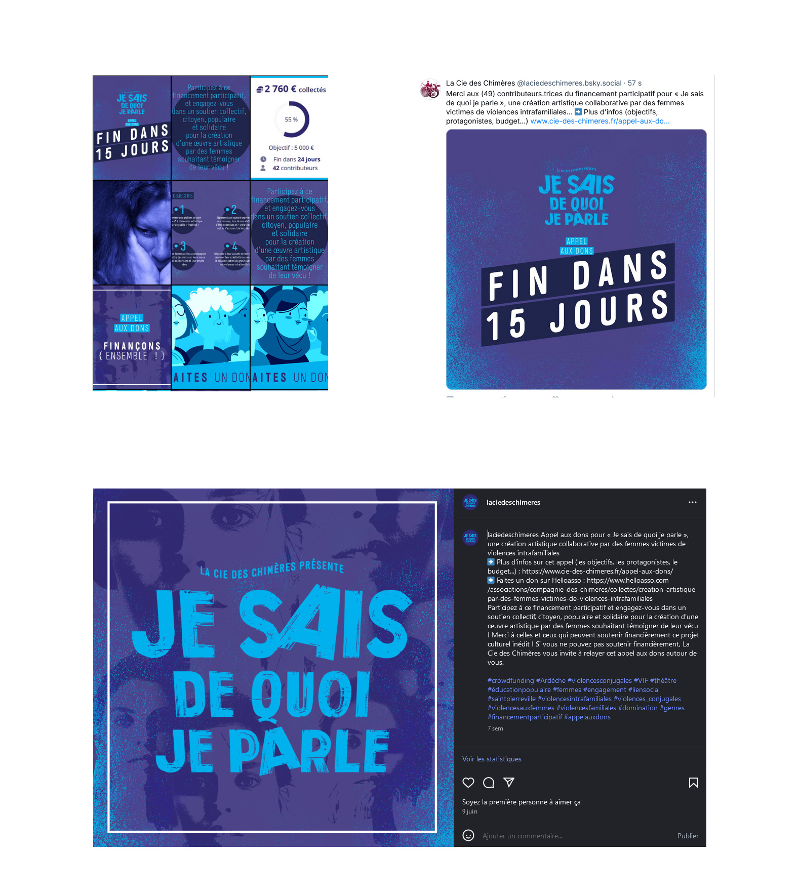 Instagram | La Cie des Chimères – Je sais de quoi je parle (financement participatif)