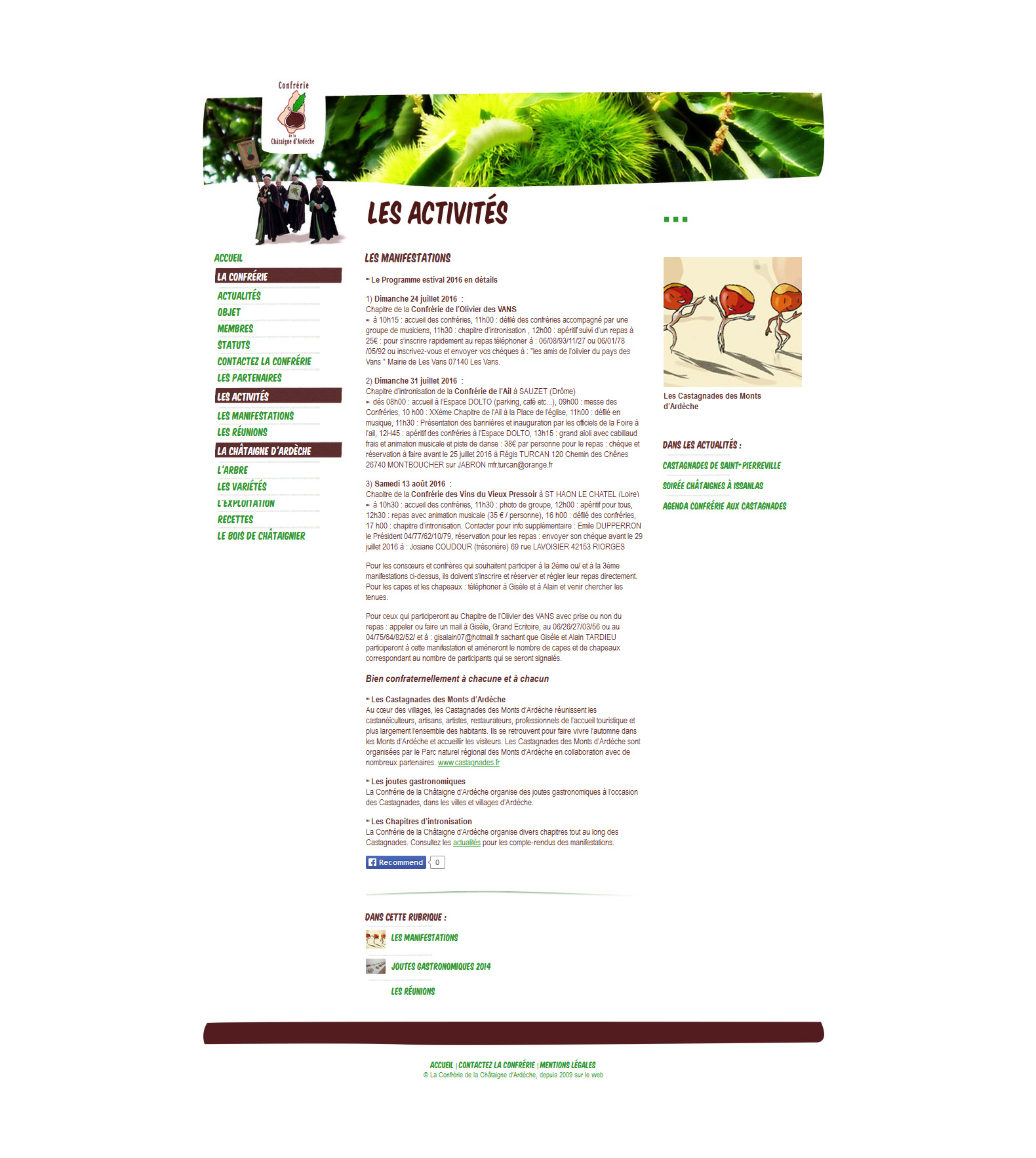 Site web | Confrérie de la châtaigne d&rsquo;Ardèche