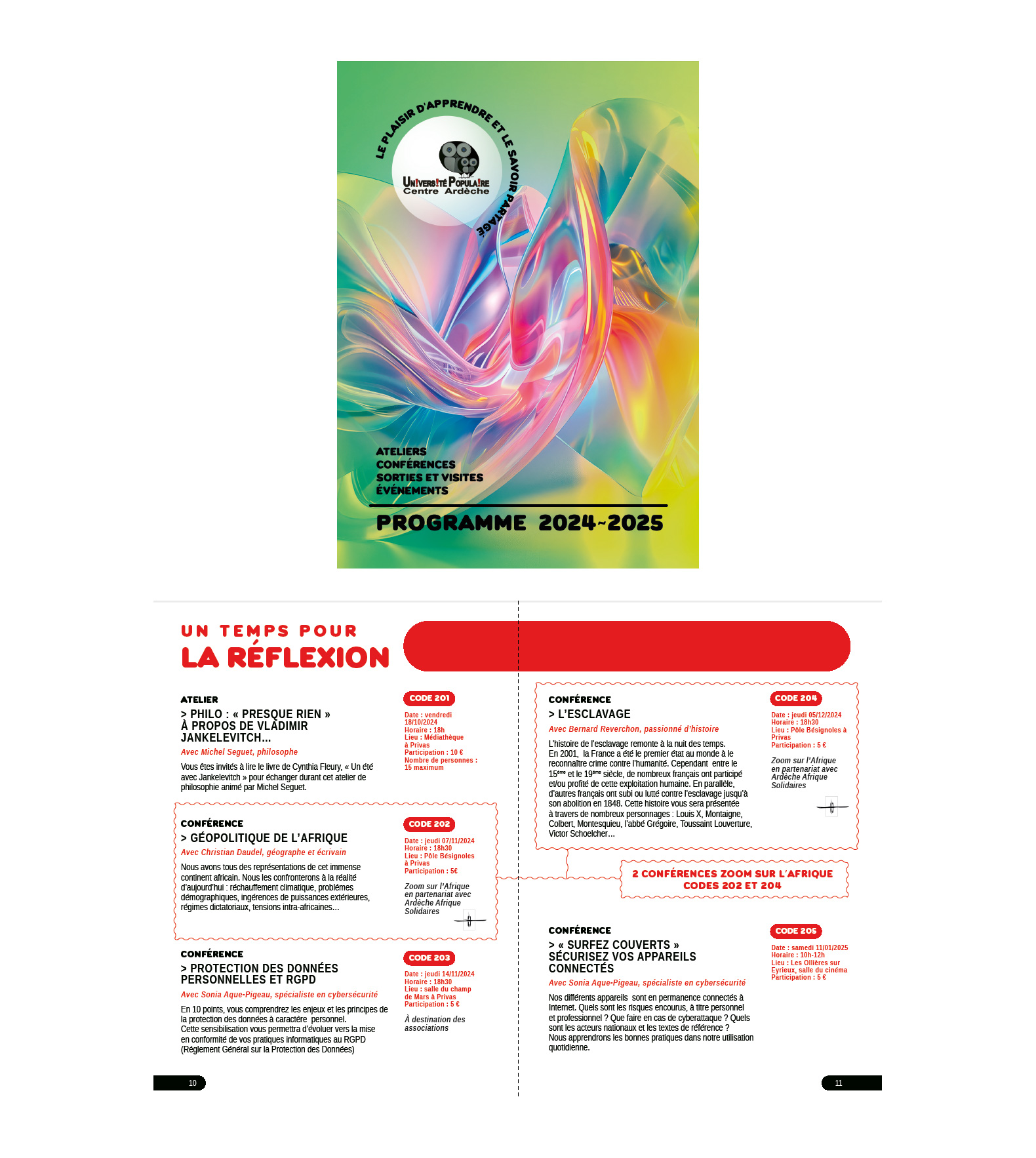 Brochure | Université Populaire Centre Ardèche – 2024-2025