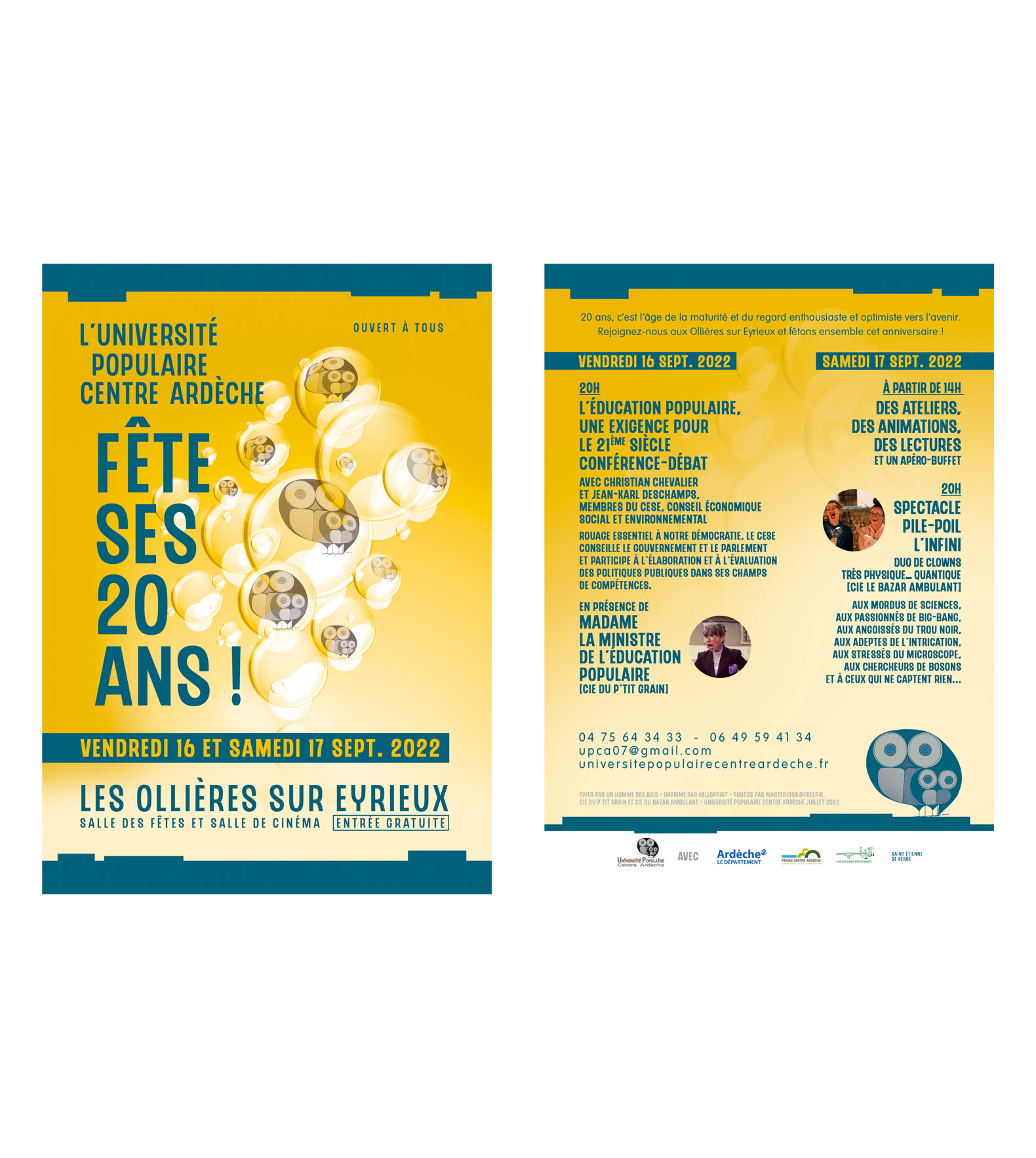 Flyer | Université Populaire Centre Ardèche – Les 20 ans !
