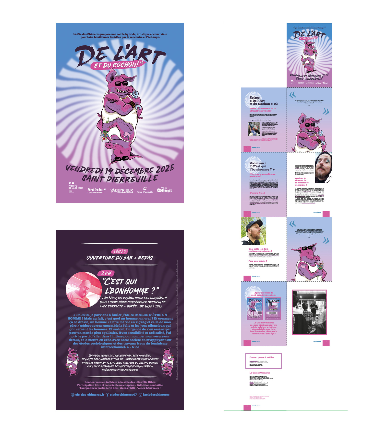 Flyer et dossier de presse | La Cie des Chimères – De l’Art et du Cochon #3
