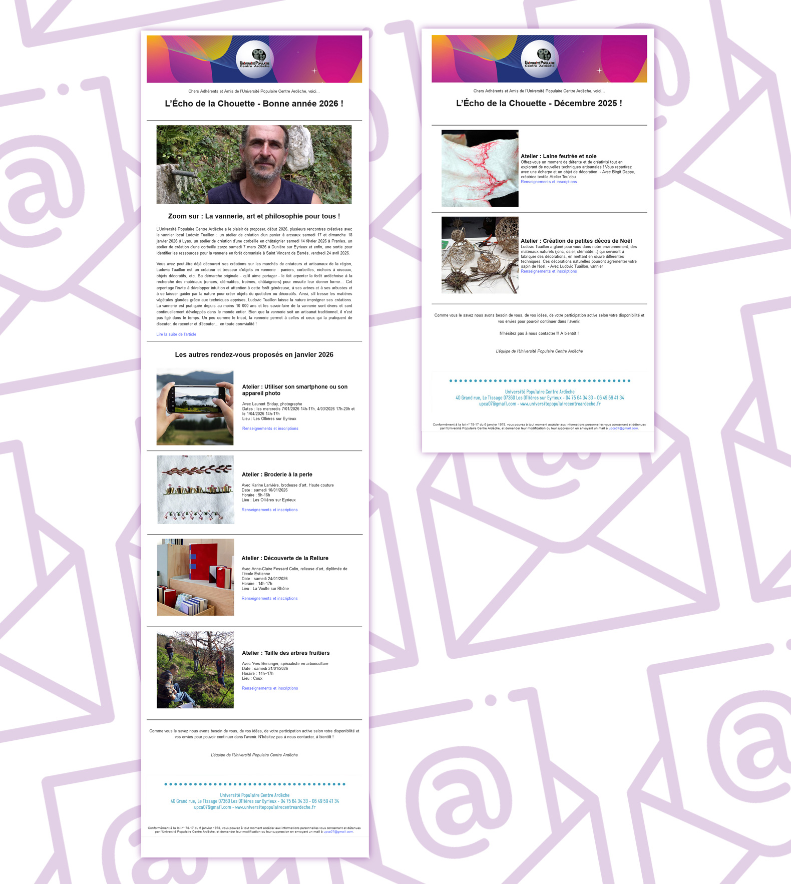 E-mailing | Université Populaire Centre Ardèche