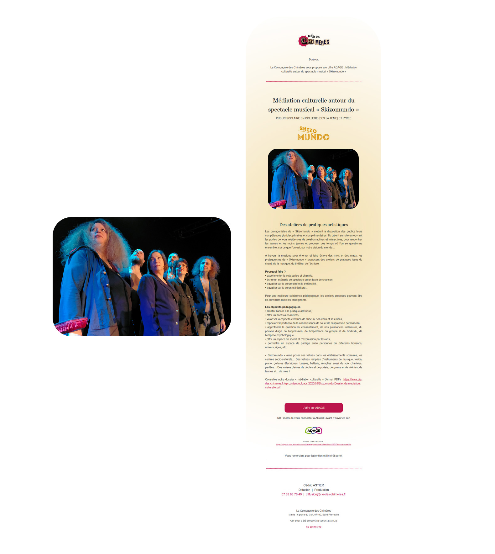 E-mailing | La Compagnie des Chimères – Skizomundo (médiation culturelle)