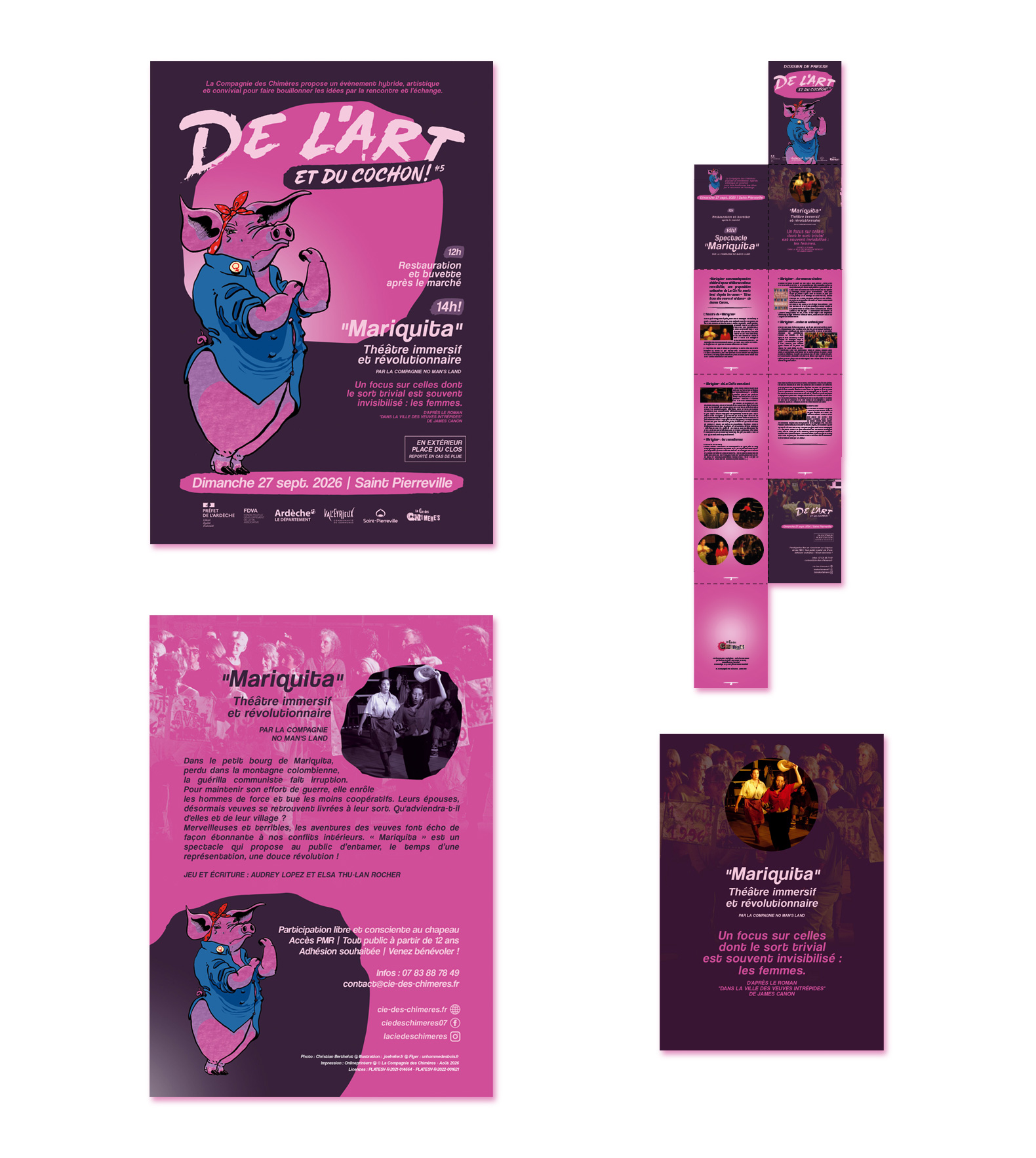 Flyer, affiche et dossier de presse | La Compagnie des Chimères – De l’Art et du Cochon #5